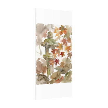 Stone Lantern Watercolor Canvas Art | Earthy Japandi Art