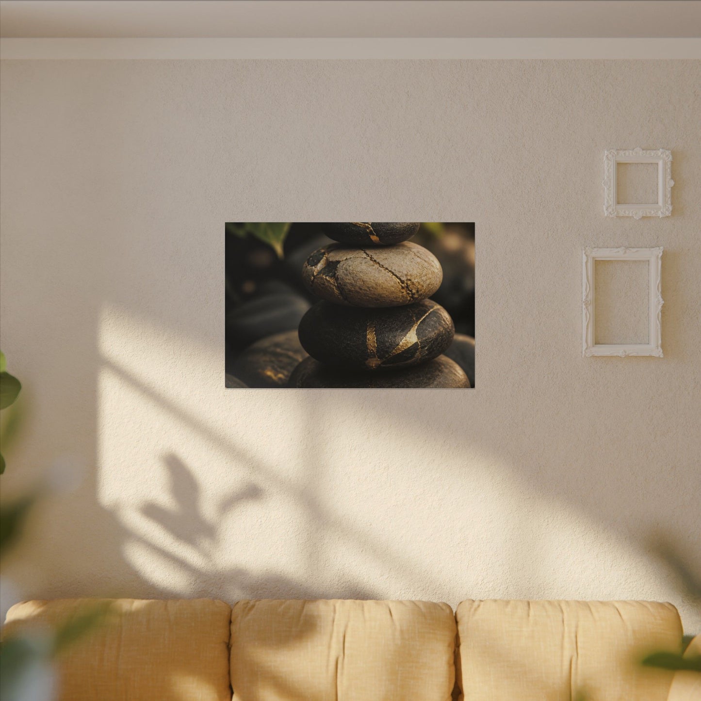 Summer River Stones Broken Beauty Canvas Art | Healing Decor