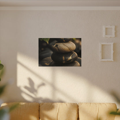 Summer River Stones Broken Beauty Canvas Art | Healing Decor