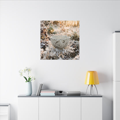 Japandi Ceramic Bowl in Golden Hour | Japanese Pattern Canvas Art