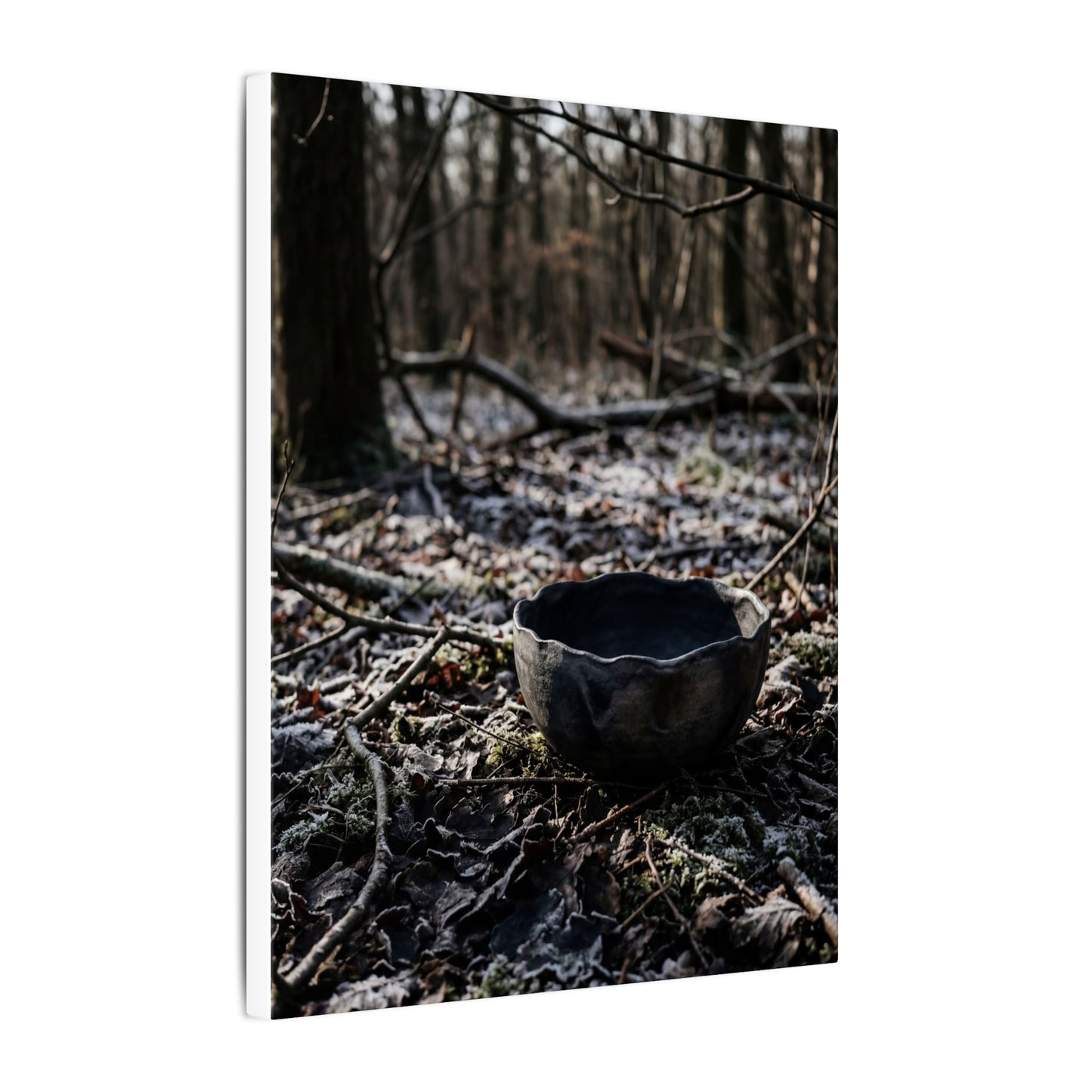 Dappled Ceramic Bowl Canvas Art - Dark Japandi Kanso
