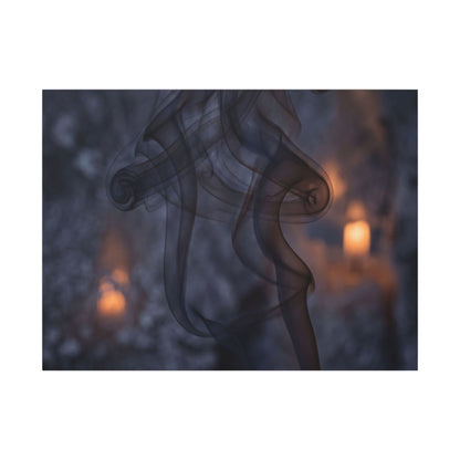 Incense Smoke Winter Canvas Art | Dark Japandi Sophisticated Design
