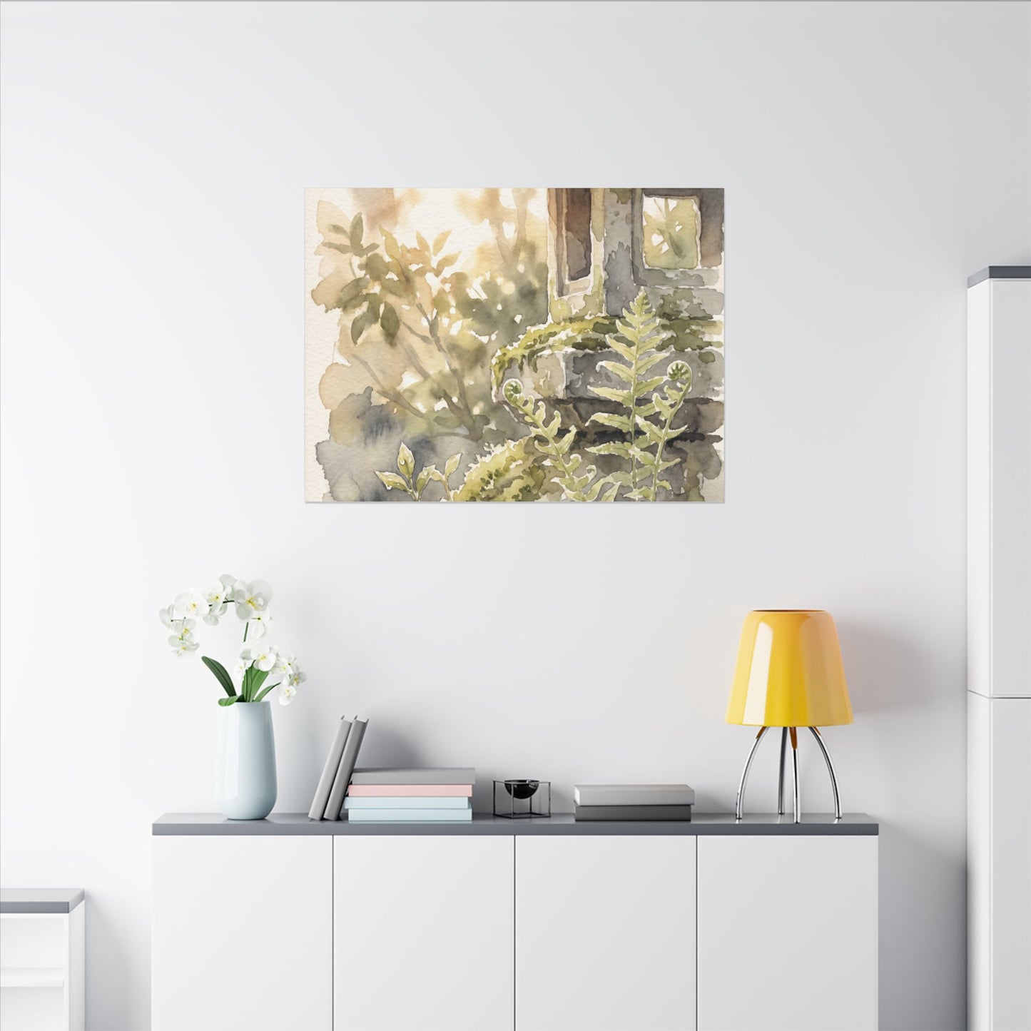 Earthy Stone Lantern Canvas Art - Watercolor Japandi