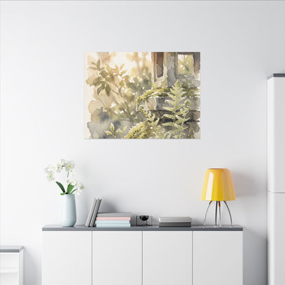 Earthy Stone Lantern Canvas Art - Watercolor Japandi