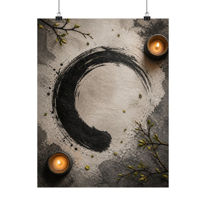 Peaceful Ink Brushstroke Wall Art Print - Enso Zen