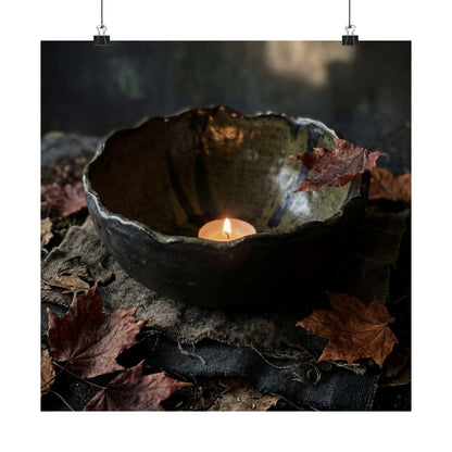 Autumn Ceramic Bowl Dark Texture Wall Art Print | Bold Decor