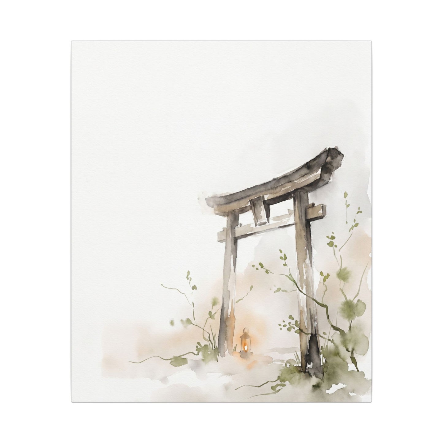 Fukinsei Torii Gate Canvas Art - Japandi Watercolor