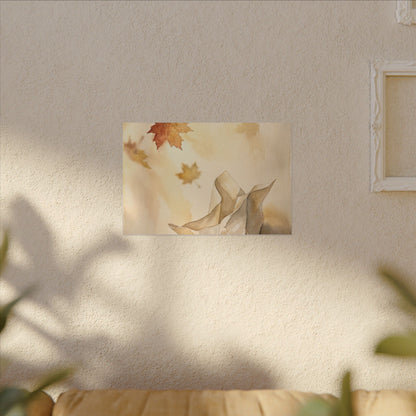 Japandi Paper Fold in Golden Hour | Watercolor Canvas Art