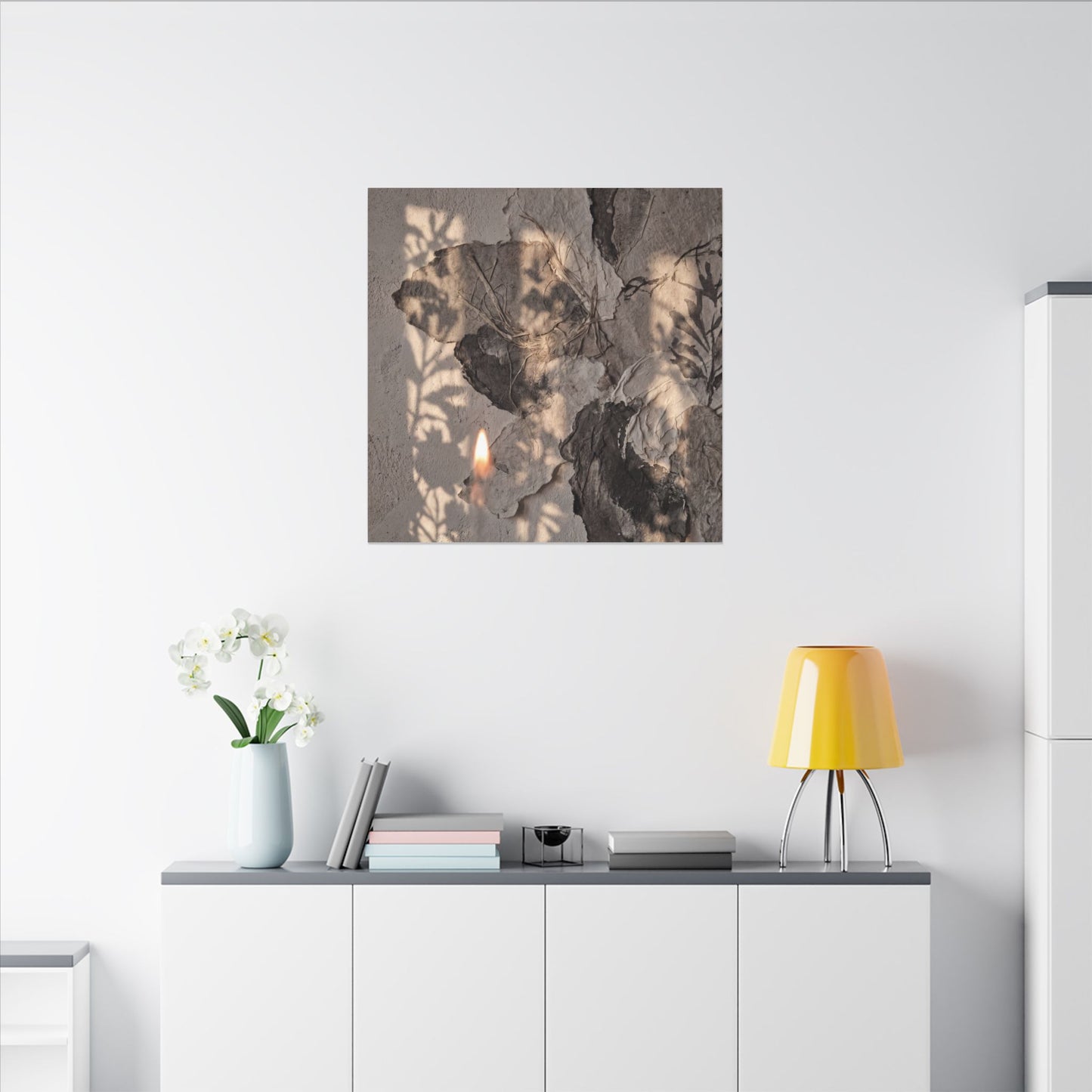 Shadow Play Summer Canvas Art | Japandi Elegant Design