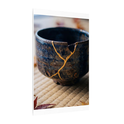 Tea Ceremony Autumn Canvas Art | Kintsugi Healing Design