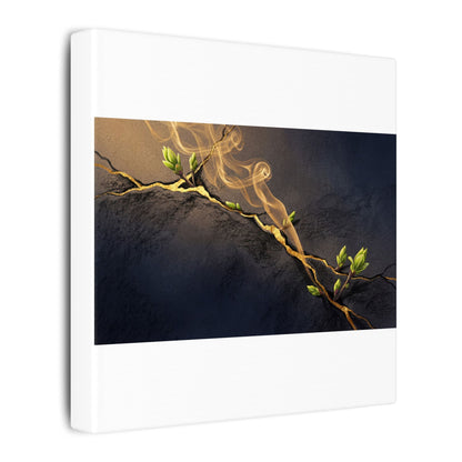 Spring Incense Smoke Gold Vein Canvas Art | Healing Decor