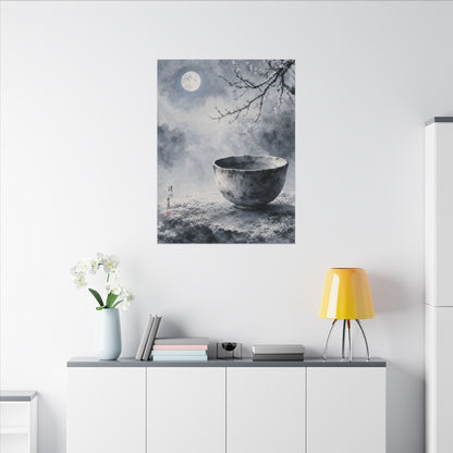 Seijaku Ceramic Bowl Canvas Art - Zen Sumi E