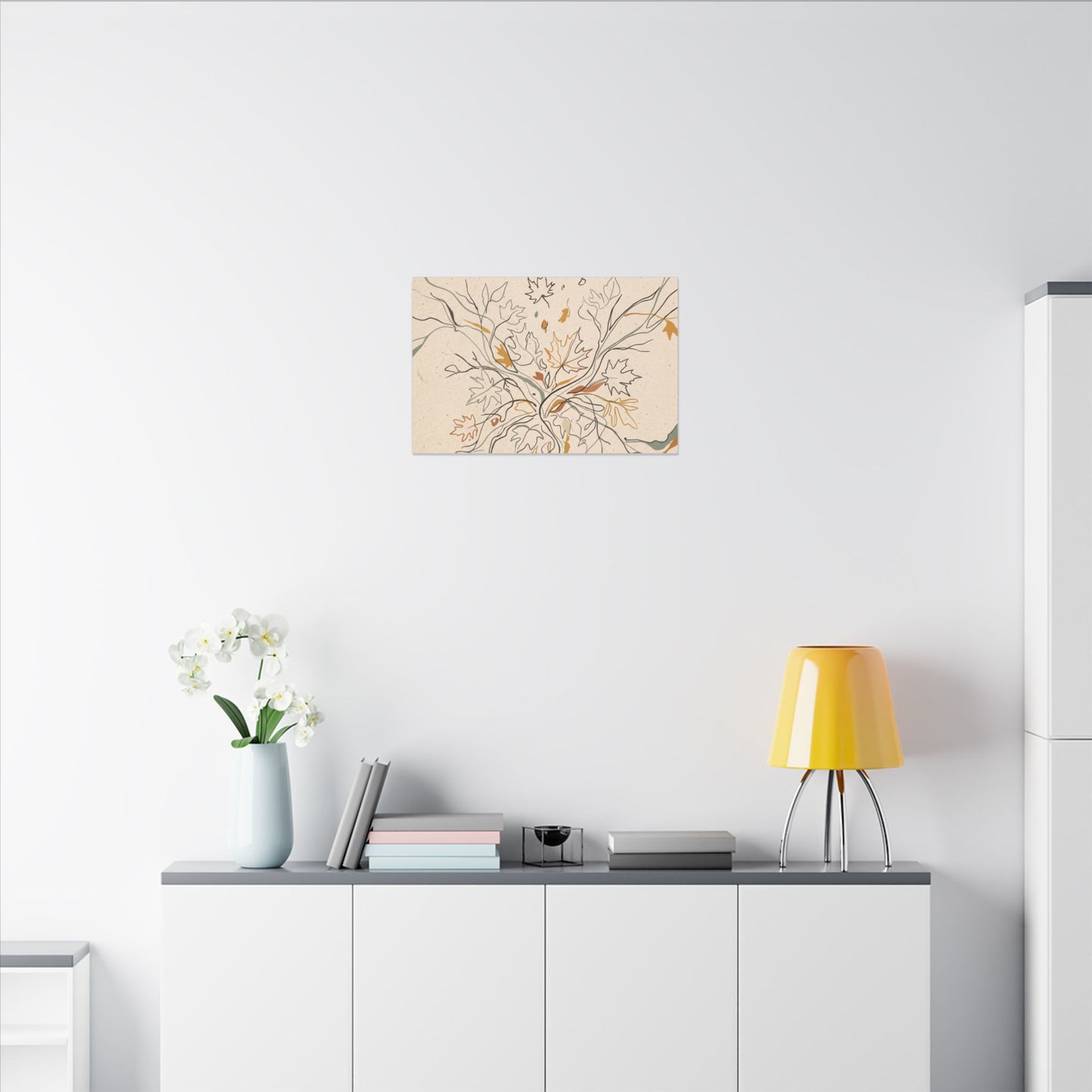Warm Shadow Play Canvas Art - Minimal Line Japandi