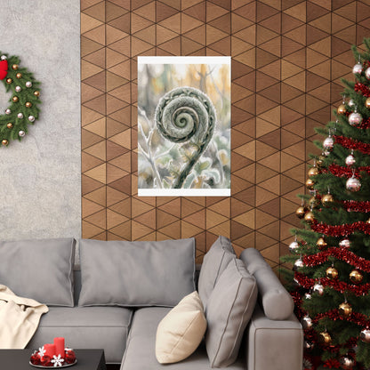 Fern Unfurling Wall Art Print | Winter Japandi Watercolor Art