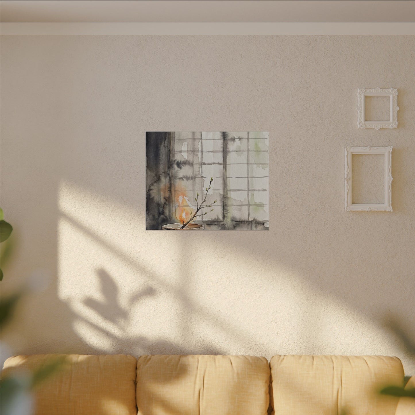 Shoji Screen Canvas Art | Spring Japandi Watercolor Art