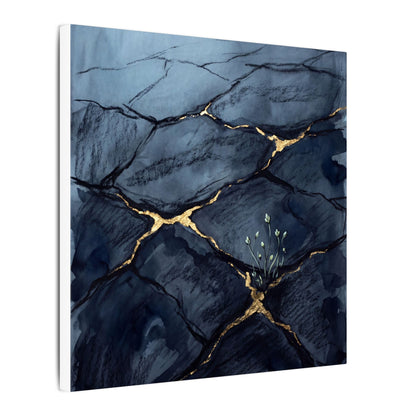 Mono No Aware Cracked Earth Canvas Art - Dark Japandi Charcoal Ink
