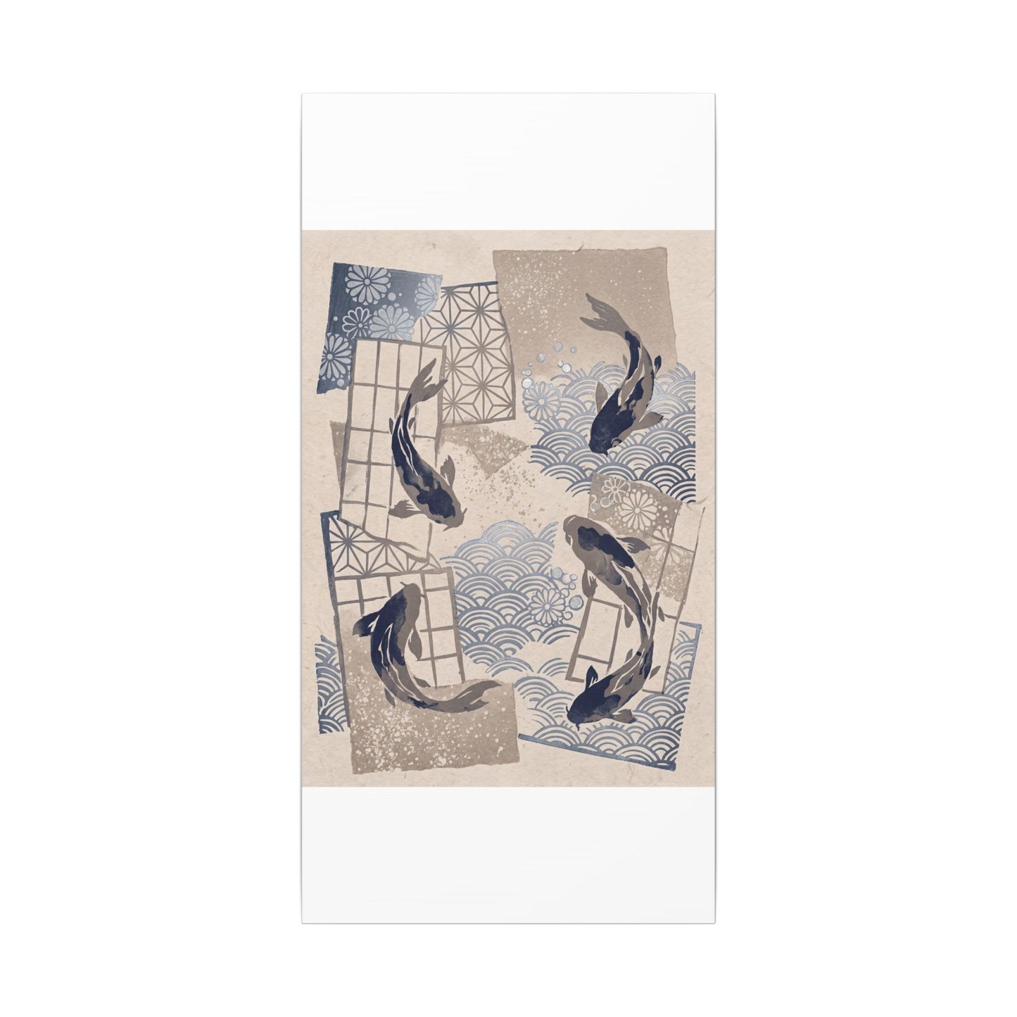 Earthy Koi Pond Canvas Art - Japanese Pattern Japandi