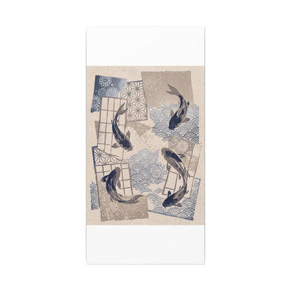 Earthy Koi Pond Canvas Art - Japanese Pattern Japandi