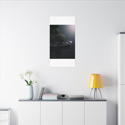 Stone Lantern Moody Minimal Canvas Art | Sophisticated Dark Japandi Art