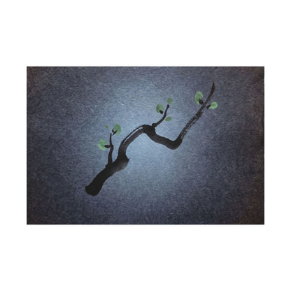 Ink Brushstroke Canvas Art | Spring Dark Japandi Moody Minimal Art
