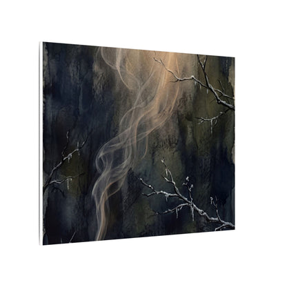 Incense Smoke Winter Canvas Art | Dark Japandi Moody Design