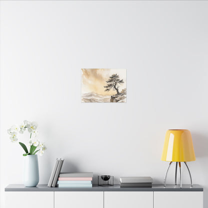 Pine Tree Canvas Art | Winter Japandi Watercolor Art