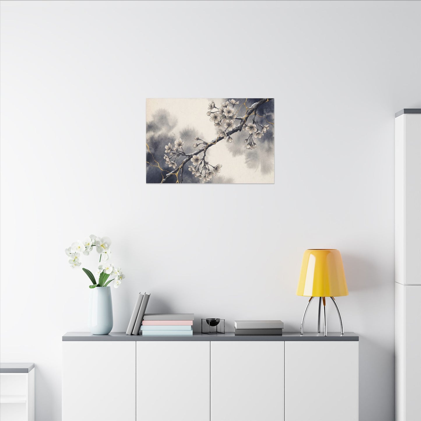 Ma Cherry Blossom Canvas Art - Kintsugi Gold Vein
