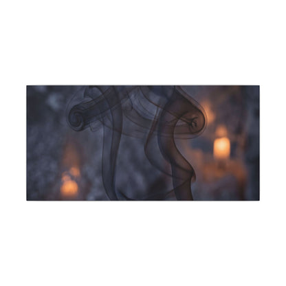 Incense Smoke Winter Canvas Art | Dark Japandi Sophisticated Design