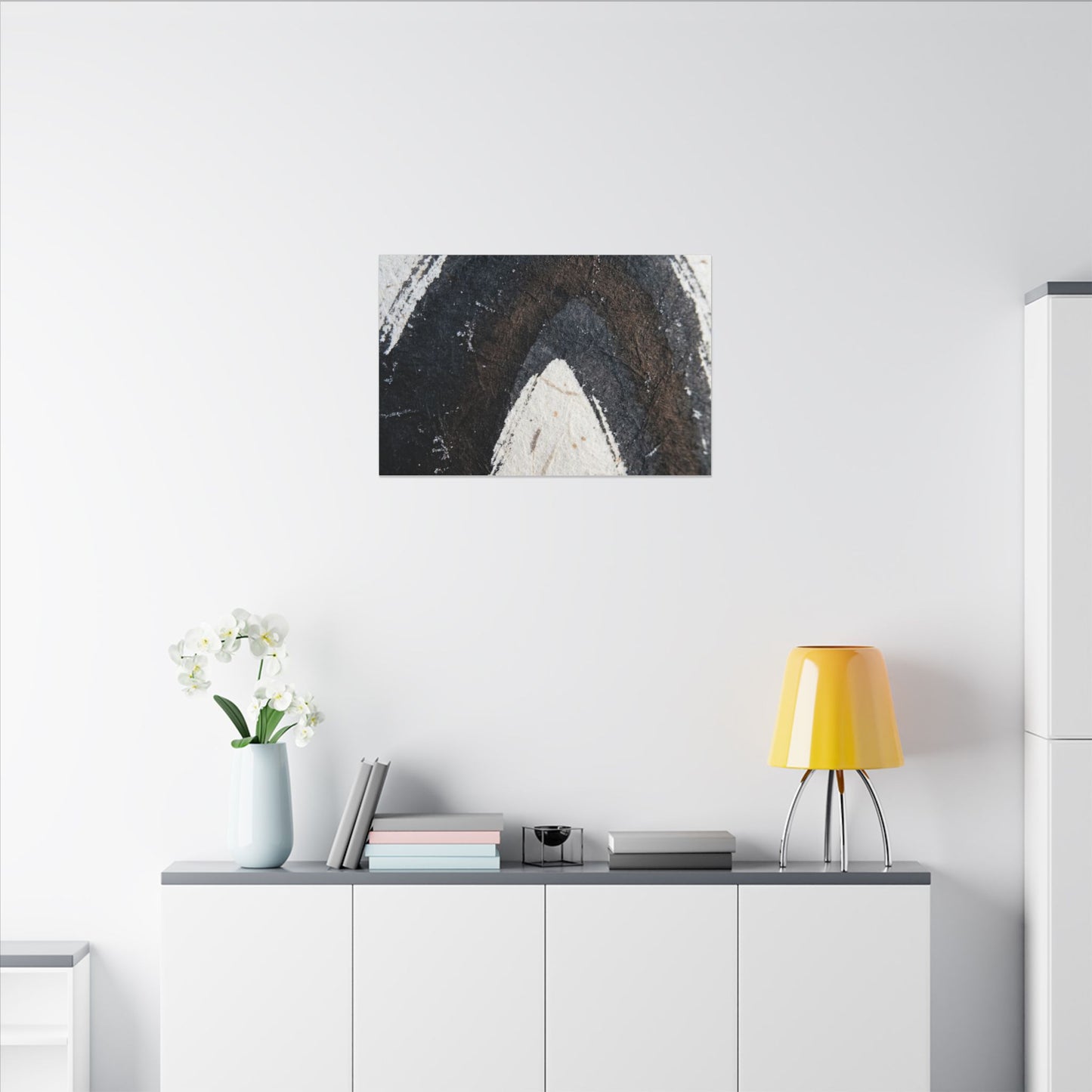 Moody Ink Brushstroke Canvas Art - Moody Minimal Dark Japandi
