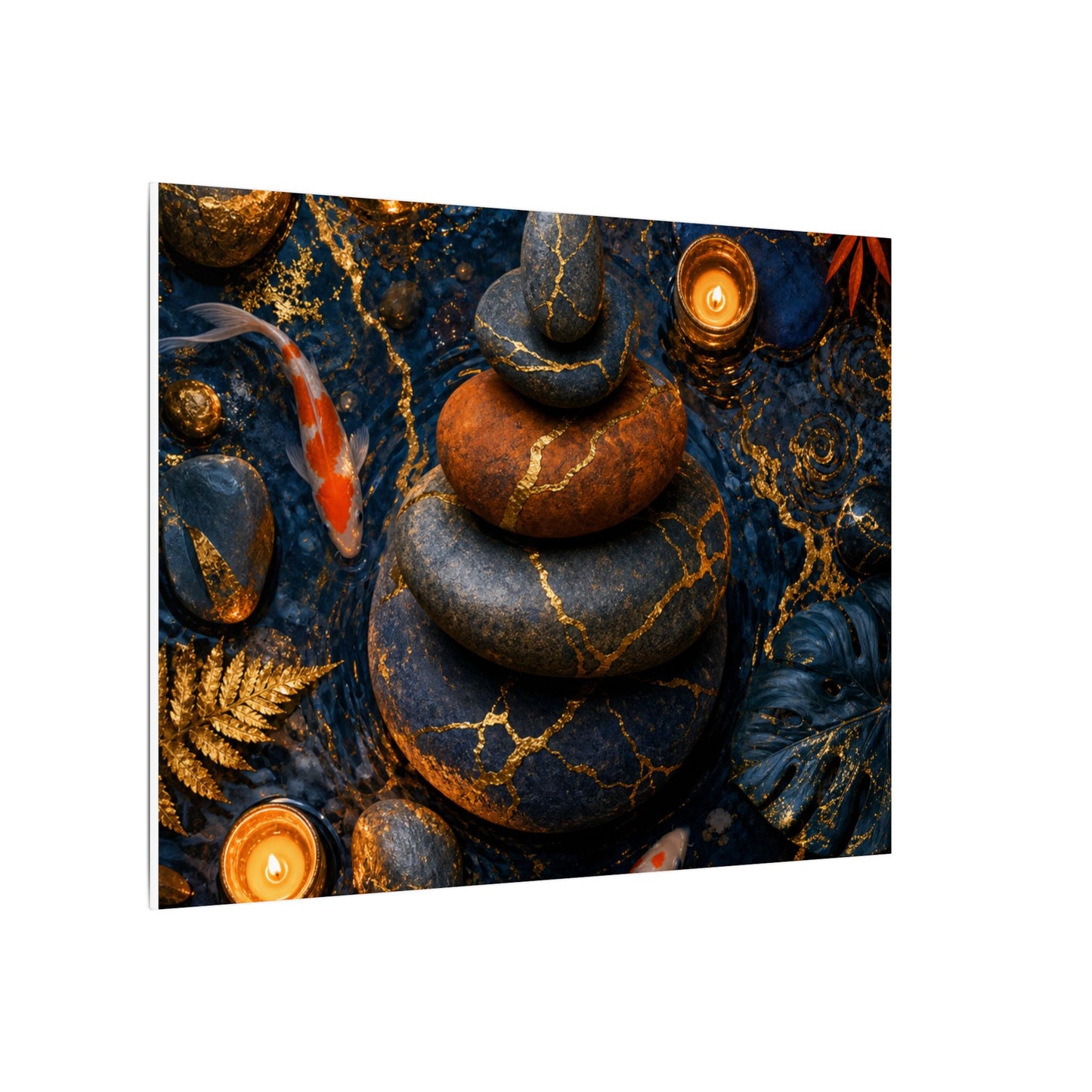 Summer River Stones Gold Vein Canvas Art | Resilient Decor