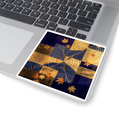 Water Ripple Autumn Sticker | Kintsugi Beautiful Design Art Print