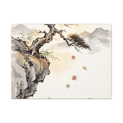 Peaceful Pine Tree Canvas Art - Sumi E Zen