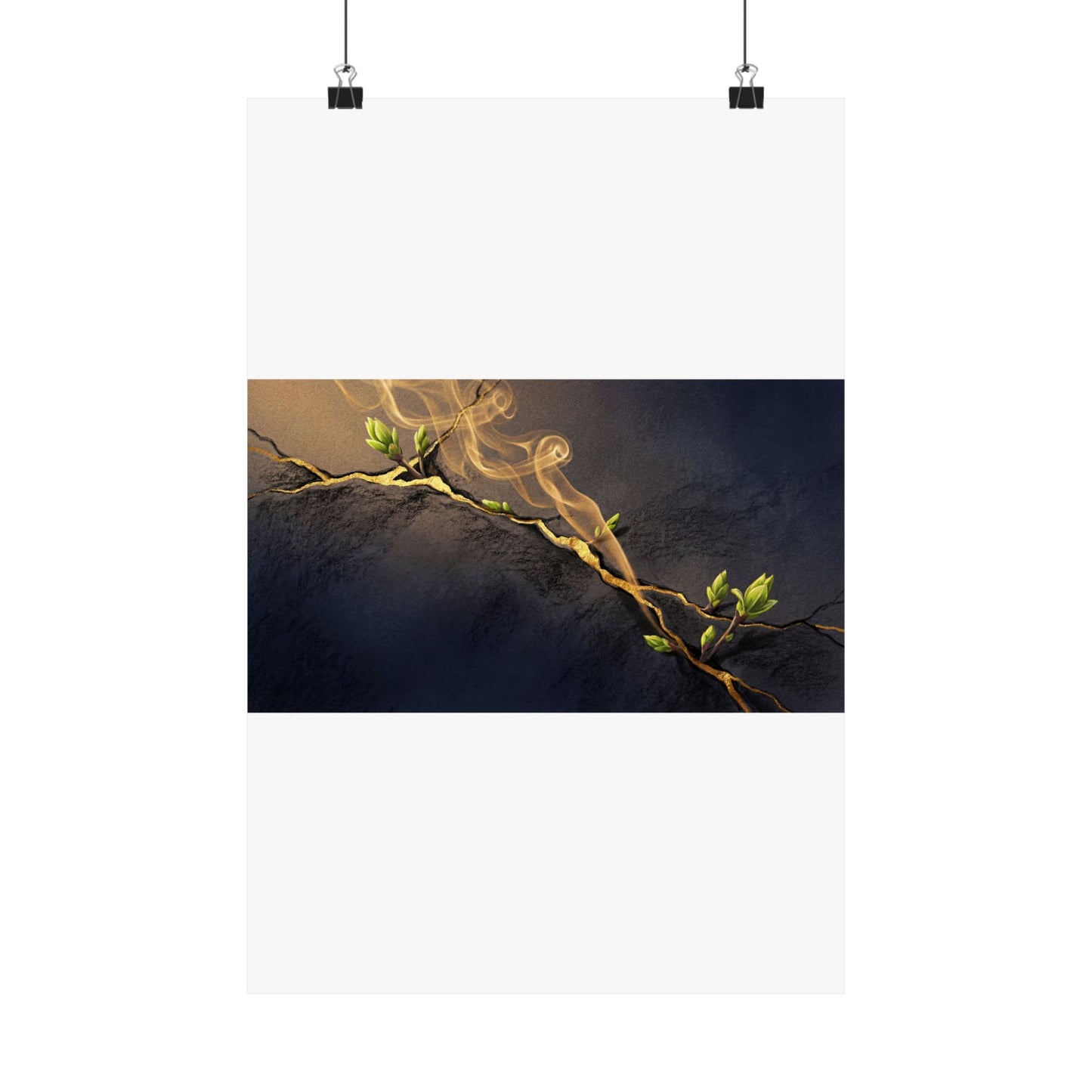 Ma Incense Smoke Wall Art Print - Kintsugi Gold Vein Art Print