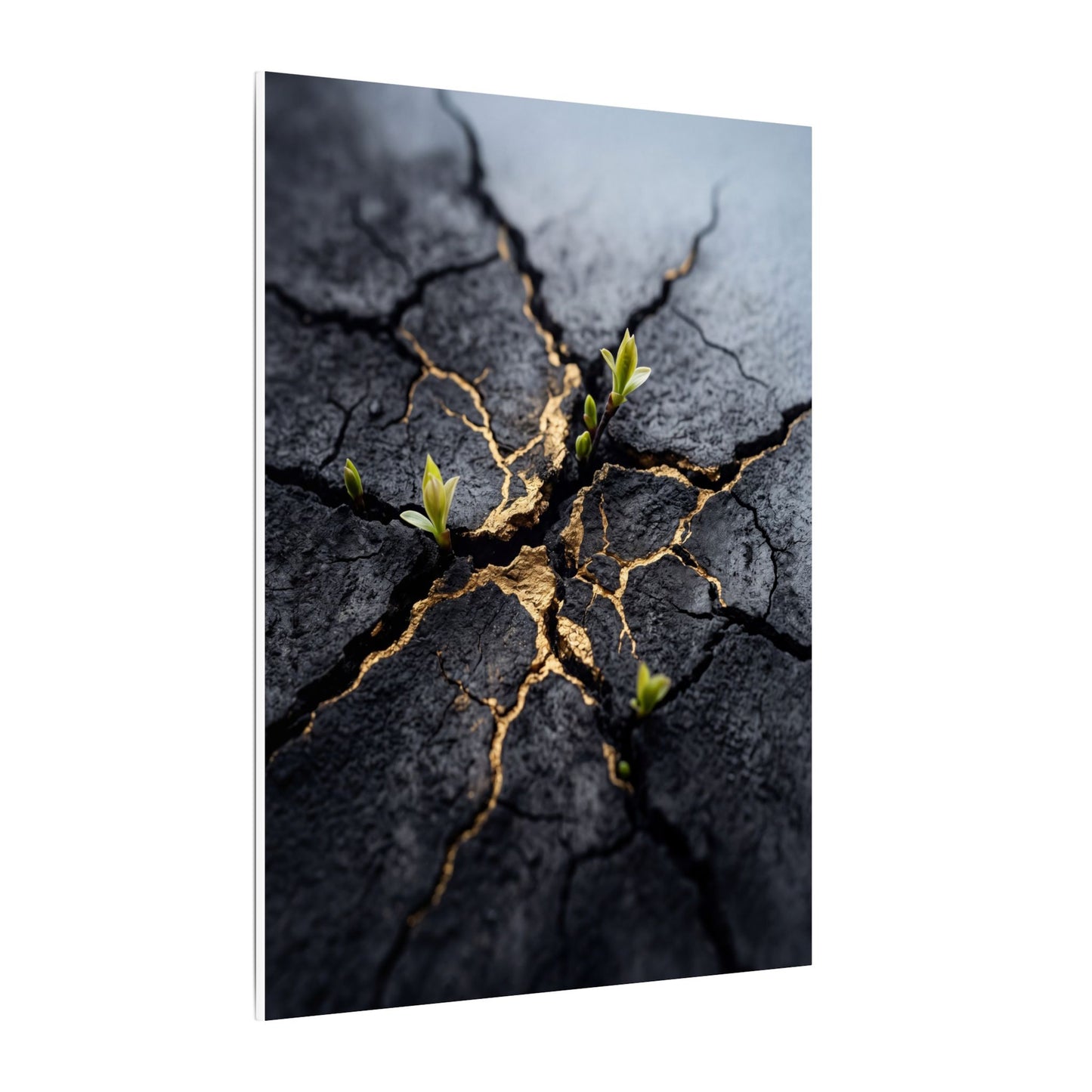 Ma Cracked Earth Canvas Art - Dark Japandi Charcoal Ink
