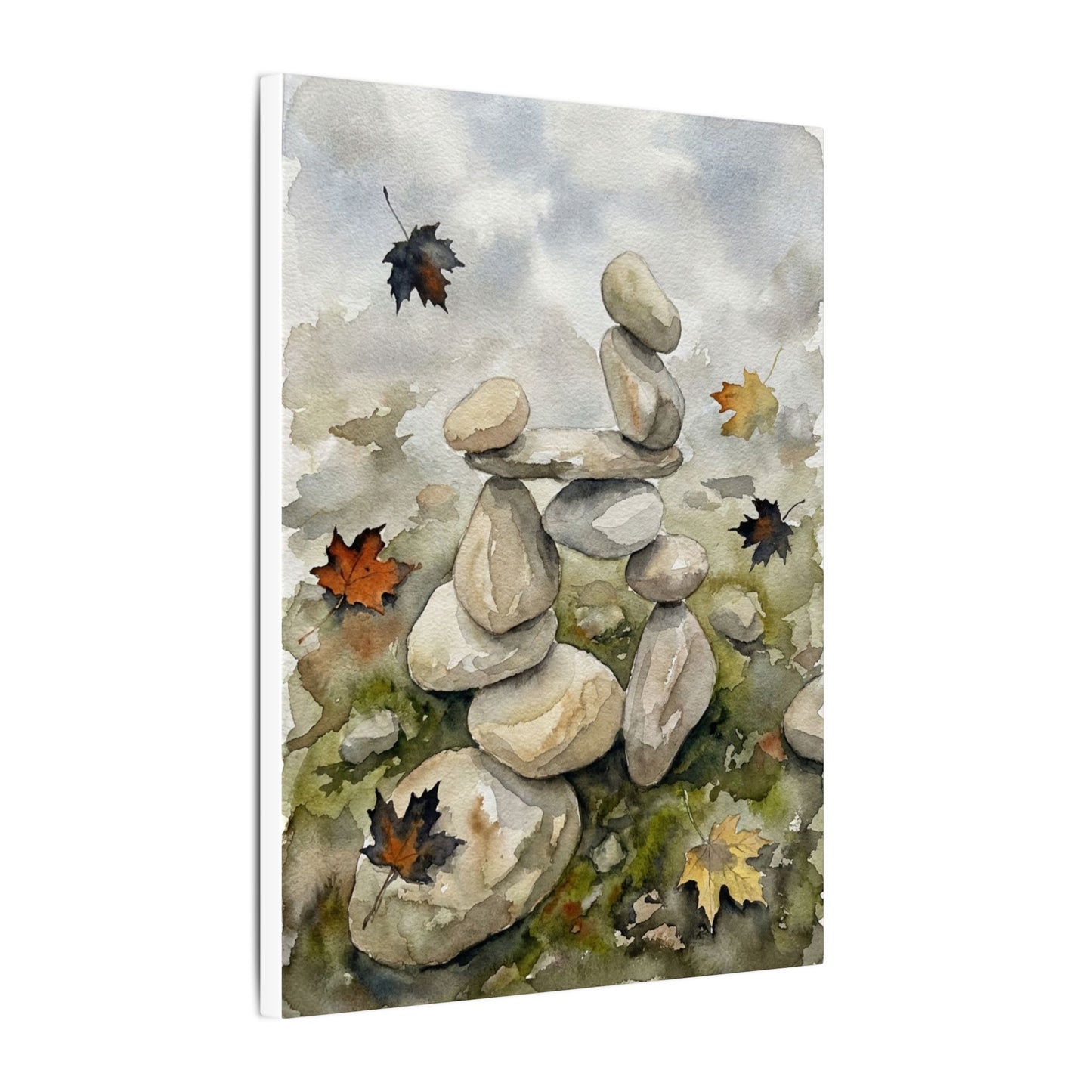 Overcast River Stones Canvas Art - Japandi Fukinsei