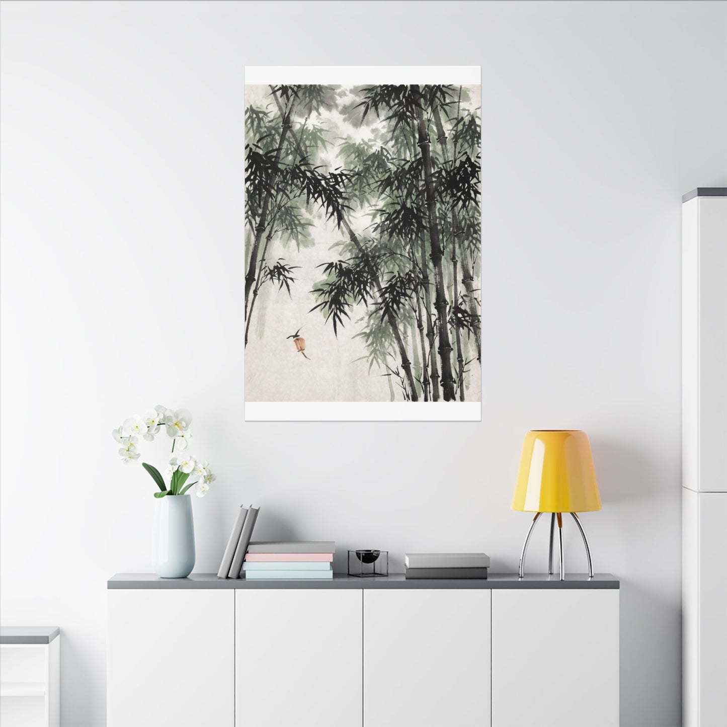 Zen Bamboo Grove in Overcast | Sumi E Canvas Art