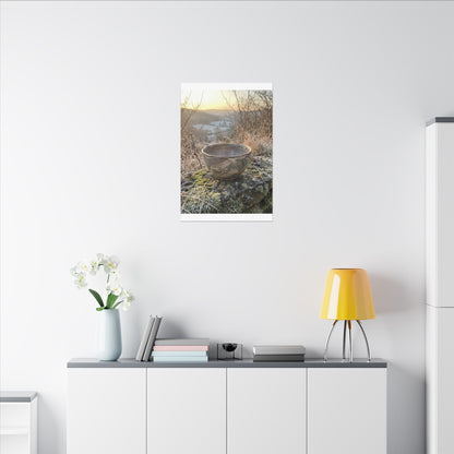 Golden Hour Ceramic Bowl Canvas Art - Japandi Shibui
