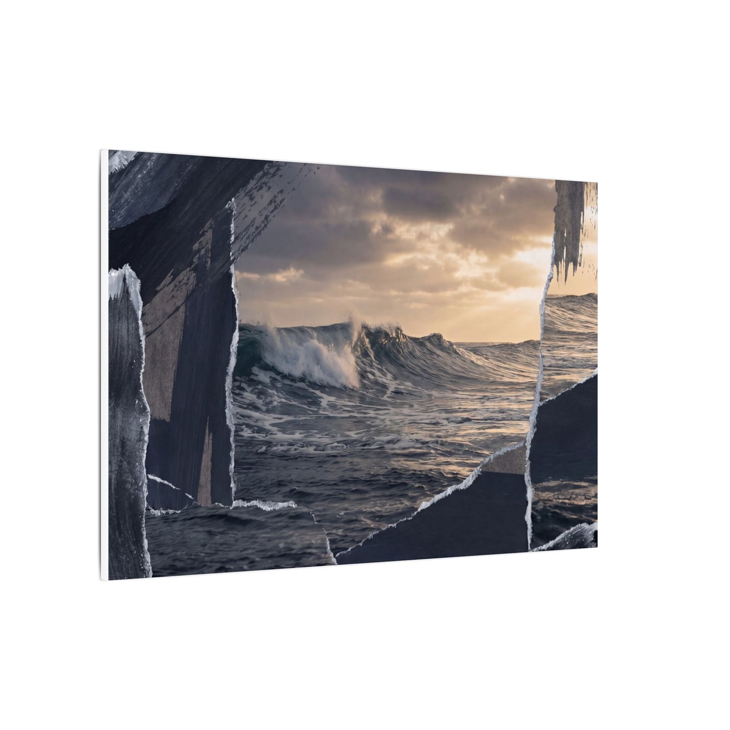 Fukinsei Ocean Wave Canvas Art - Dark Japandi Shadow Zen