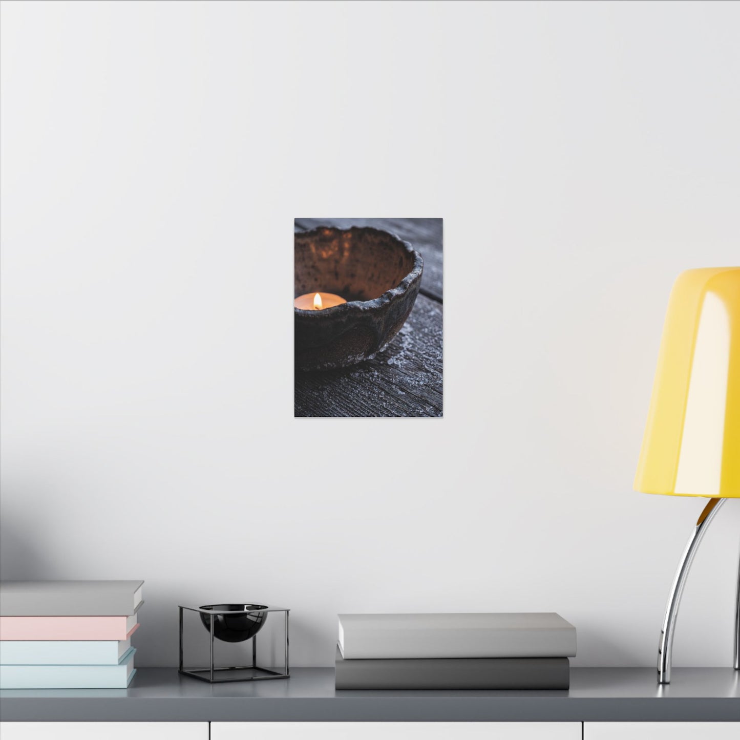 Atmospheric Ceramic Bowl Canvas Art - Moody Minimal Dark Japandi