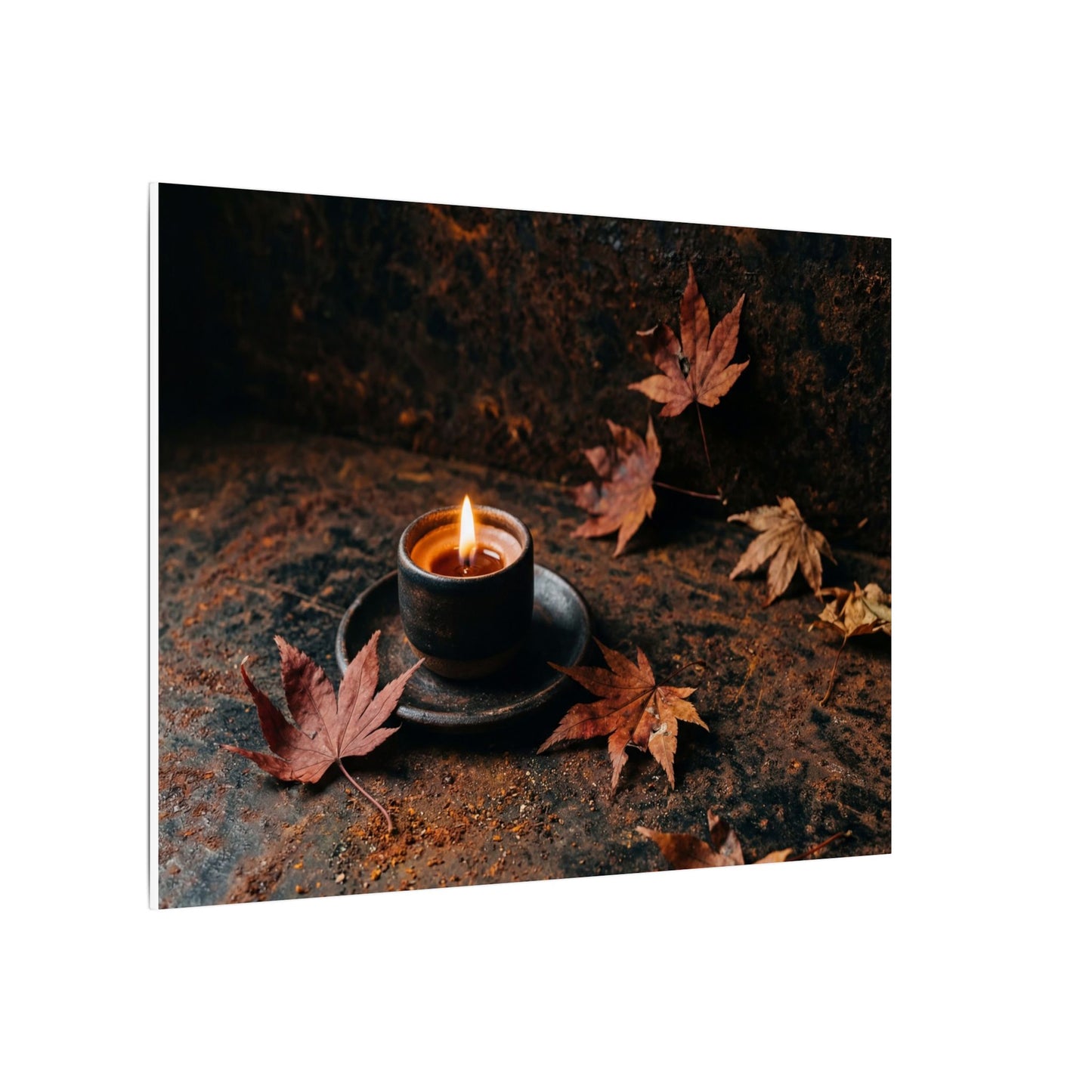 Dark Japandi Rust Patina in Candlelight | Shadow Zen Canvas Art