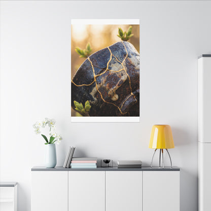 Fukinsei Rust Patina Canvas Art - Kintsugi Gold Repair