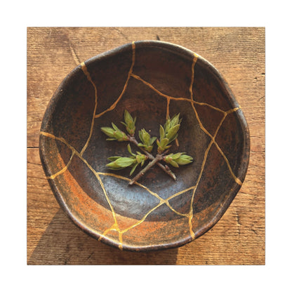 Ceramic Bowl Gold Repair Canvas Art | Resilient Kintsugi Art