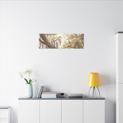 Summer Wisteria Mushroom Illustration Canvas Art | Enchanting Decor