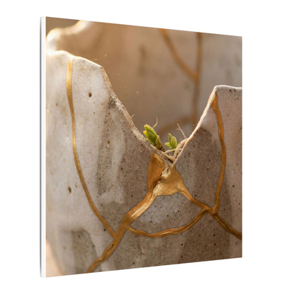 Golden Hour Broken Pottery Canvas Art - Japandi Kanso