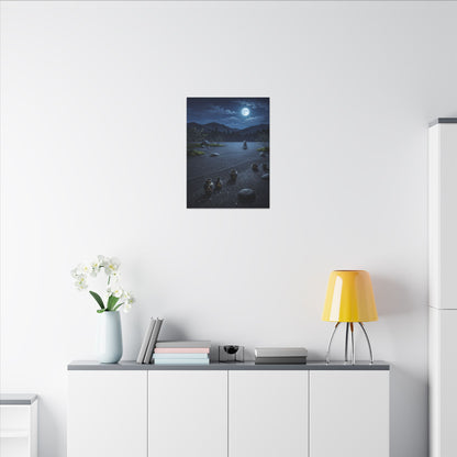 Kintsugi Moonlit Garden in Moonlight | Gold Repair Canvas Art