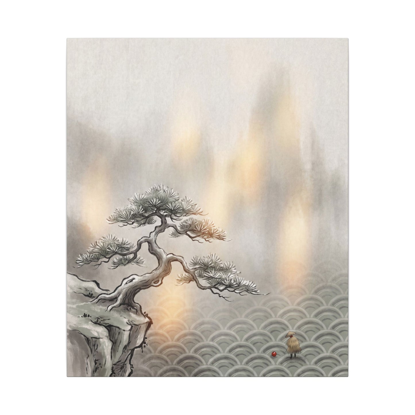 Pine Tree Canvas Art | Winter Japandi Japanese Pattern Art