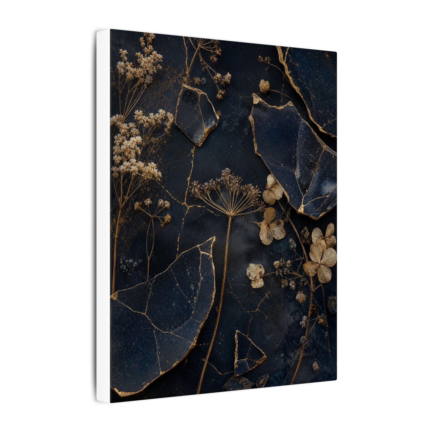Philosophical Dried Flowers Canvas Art - Broken Beauty Kintsugi