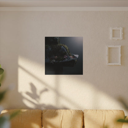 Stone Lantern Moody Minimal Canvas Art | Sophisticated Dark Japandi Art