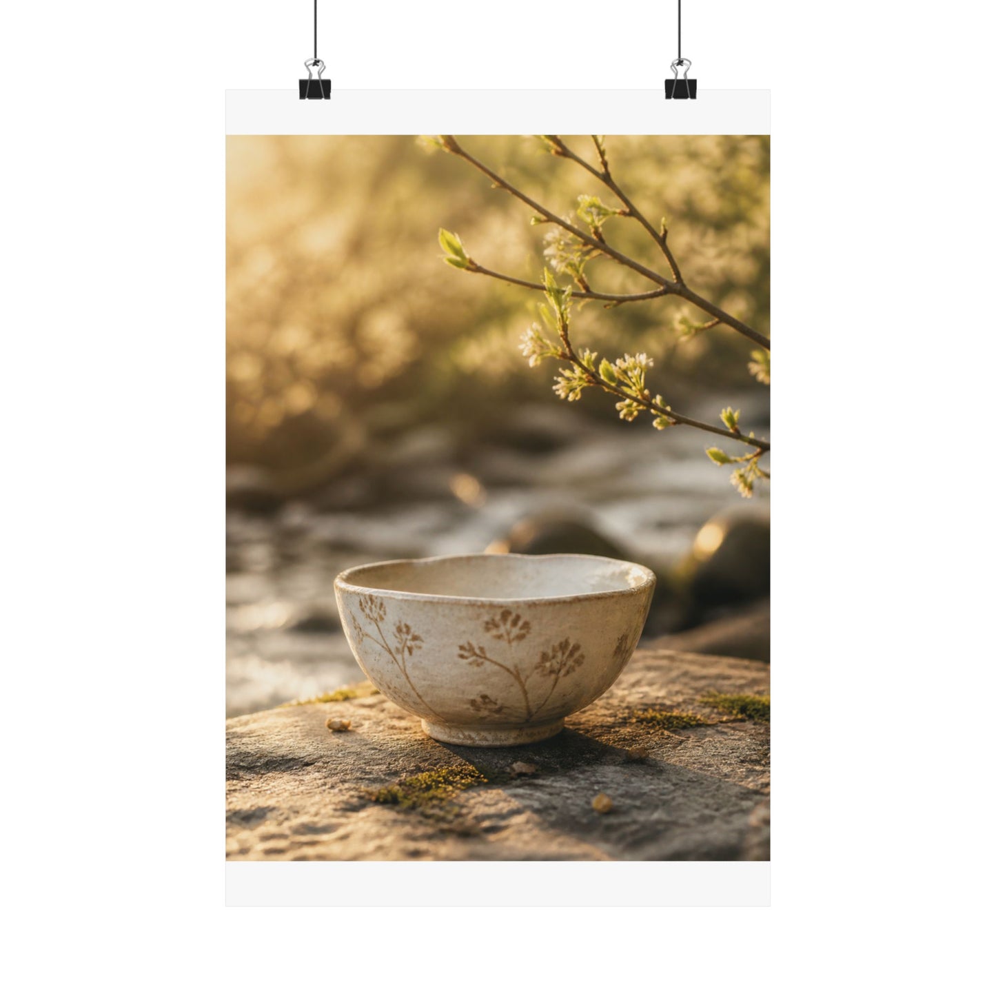 Spring Ceramic Bowl Japanese Pattern Wall Art Print | Warm Decor