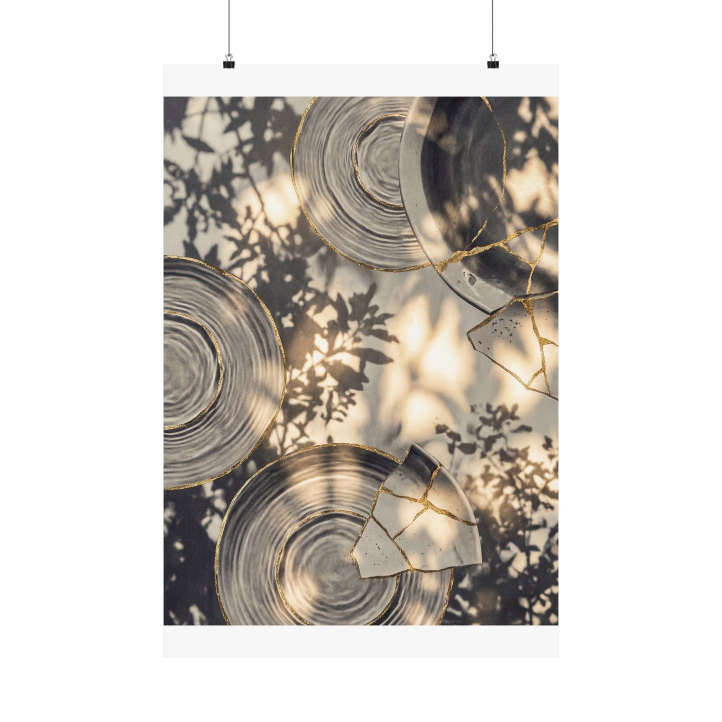 Water Ripple Wall Art Print | Summer Kintsugi Gold Vein Art Art Print